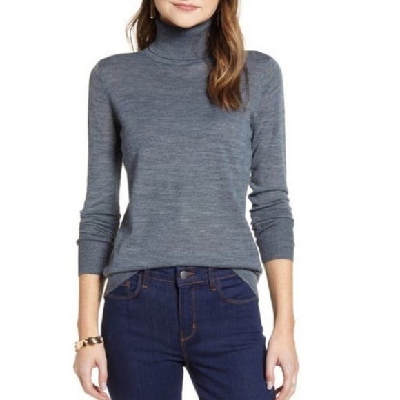 Halogen Turtleneck Merino Wool Blend Sweater - Picture 1 of 5